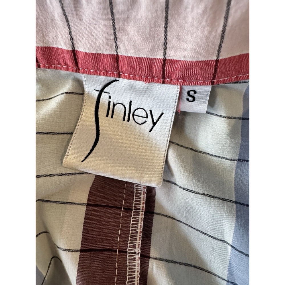 Finley Rainbow Top Plaid Ruched Button Down Multicolor Retro 70s Stretch Small - Picture 5 of 9